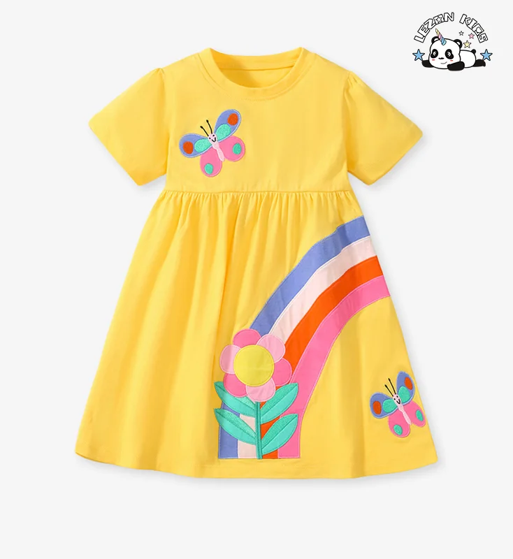 LEZONKIDS - Top Fashion Embroidery Craft Pastoral Style Children's Causal  Dress Pure Cotton Fabric Girl Dress